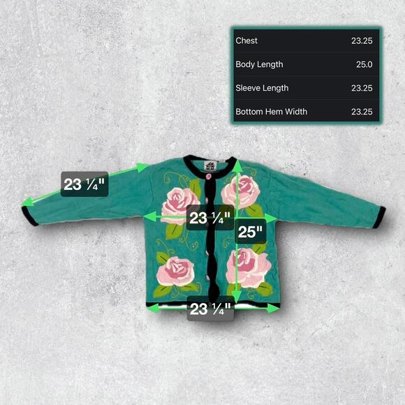 ★ Storybook Knits Vintage Floral Knit 3D Rose Button-Up Cardigan Sweater ★ - Picture 5 of 6